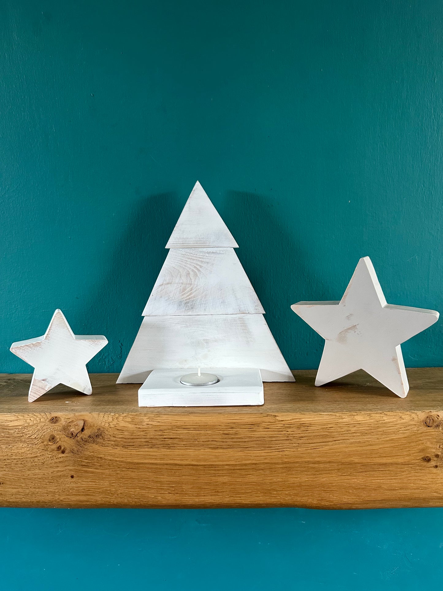 Wooden Christmas Tree with Candle Holder