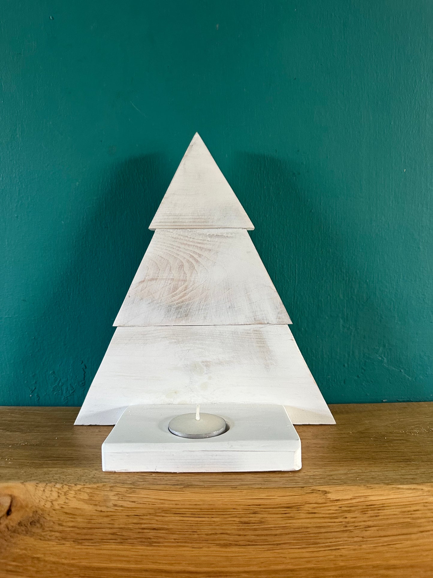 Wooden Christmas Tree with Candle Holder