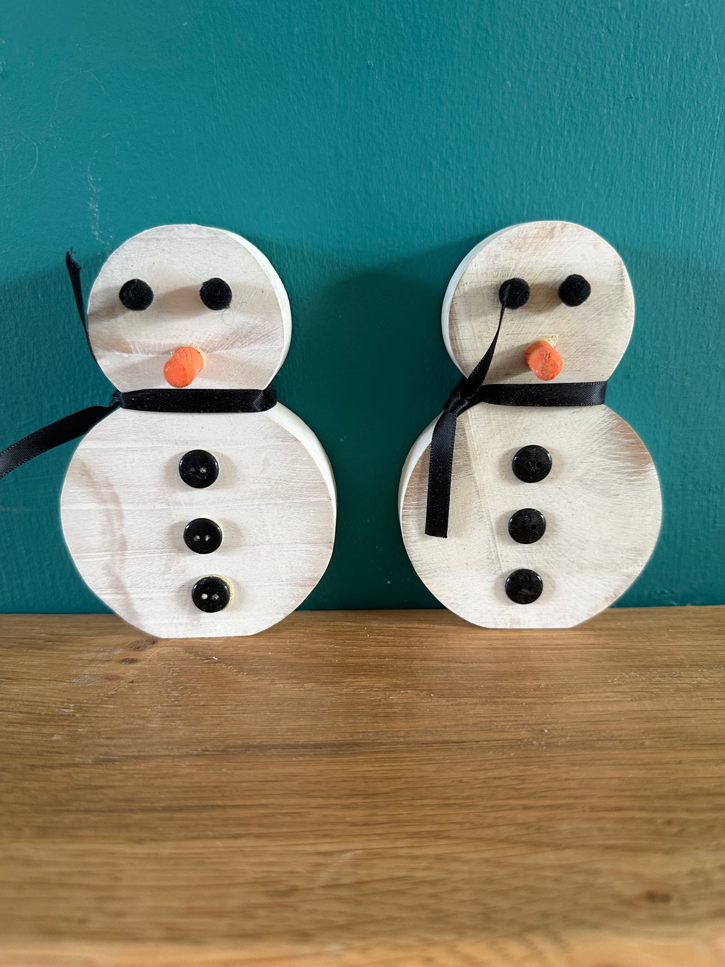 Handcrafted Wooden Snowmen