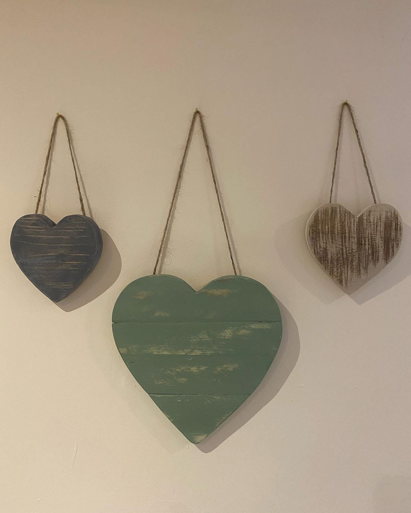 Rustic Reclaimed Wood Hanging Heart Decoration